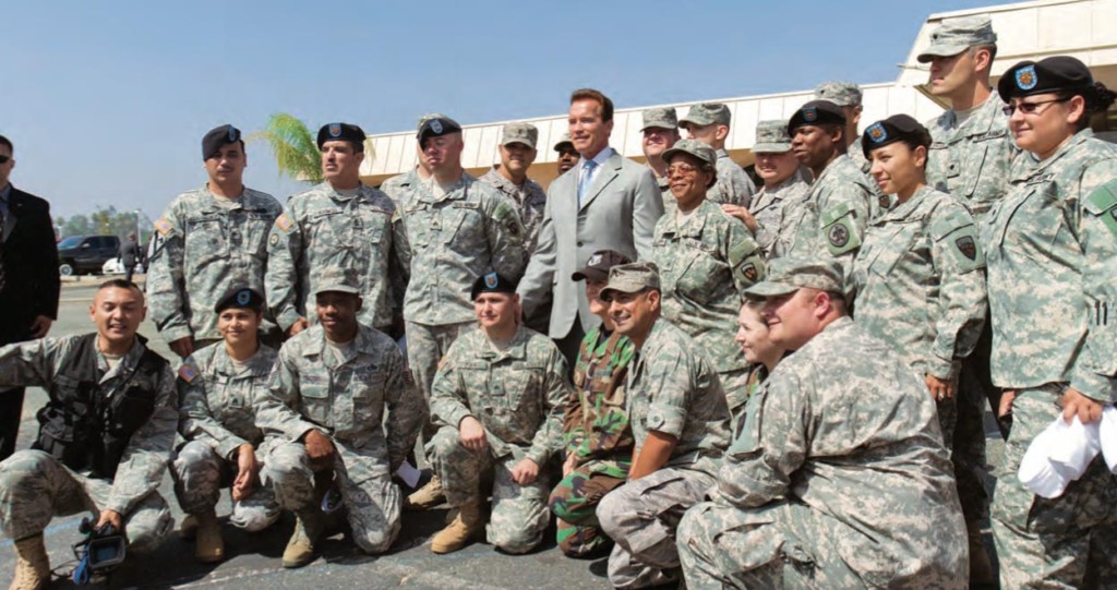 Governor with military at March ARB